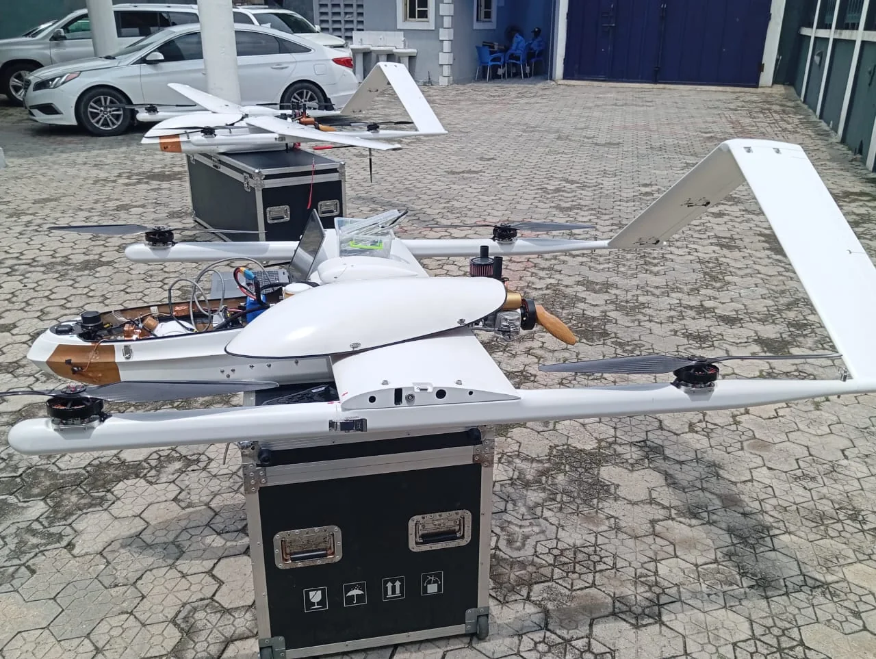 Two industrial drone platforms prepared for field deployment