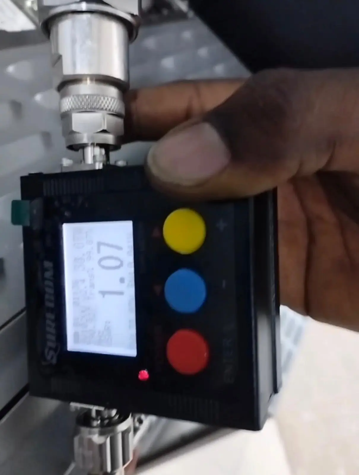 Handheld instrument used for radio-frequency measurement during MTS installation