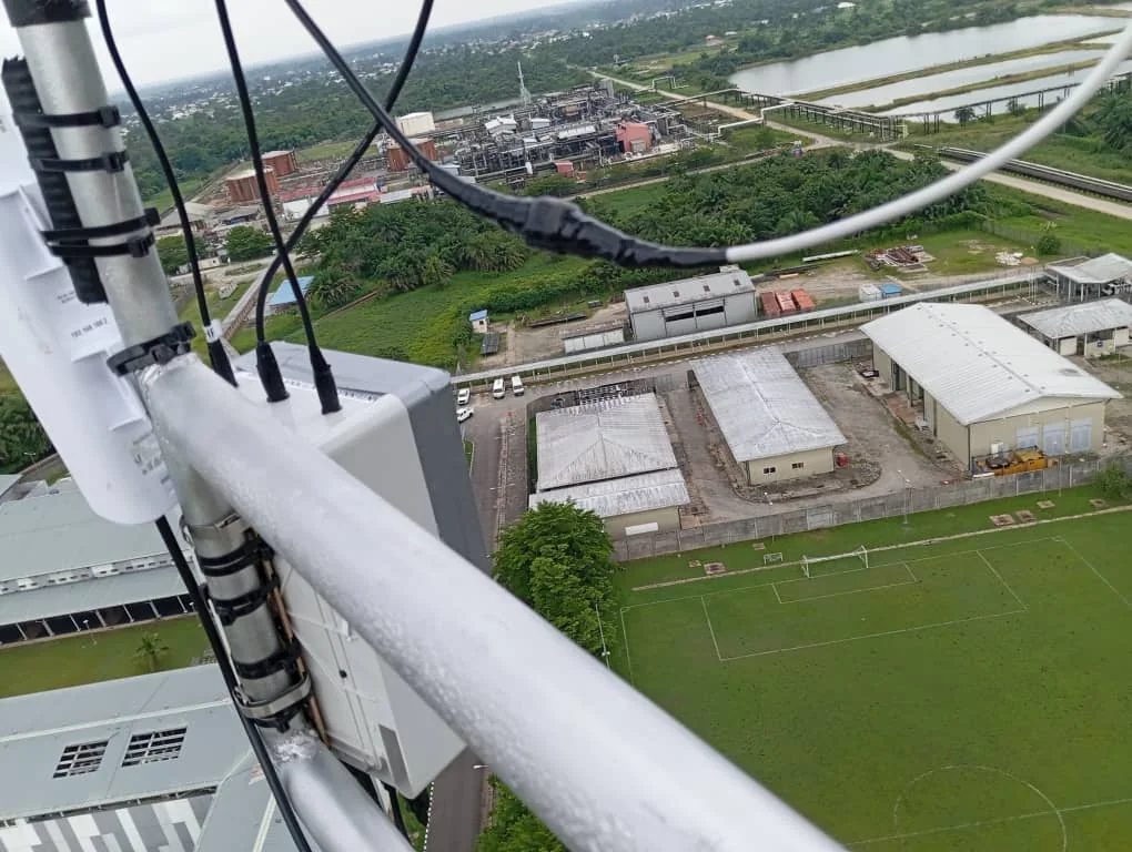Installed radio equipment and industrial site below